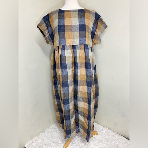 OffOn Gingham Linen Dress XXS XS - Picture 1 of 7